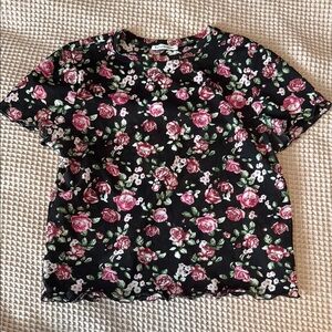 Reformation Floral Black Top